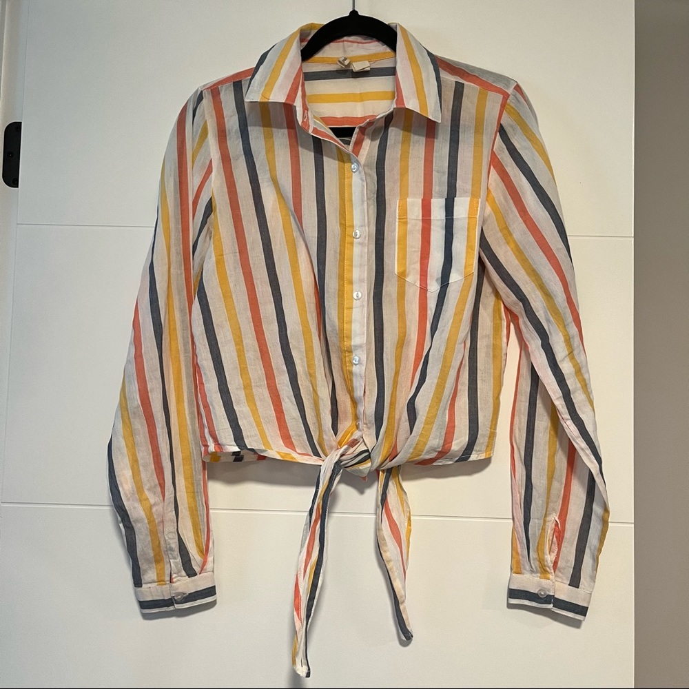 Japna | Front Tie Button Up Shirt - Picture 1 of 14
